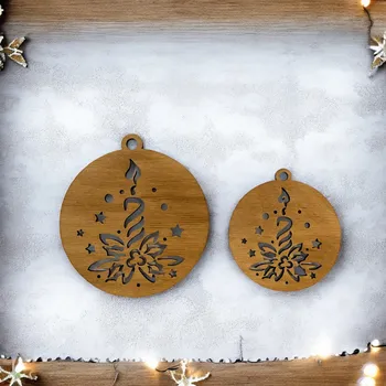 Vánoční dekorace Vánoční ozdoba svícen Barva: Ořech, Velikost: 6 cm