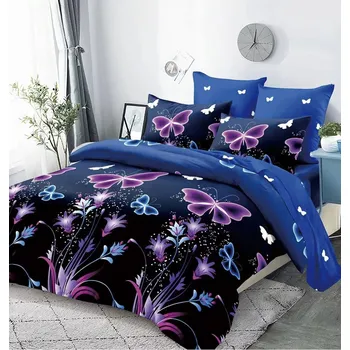 Povlečení LUXUSNÍ BAVLNĚNÉ POVLEČENÍ MAGIC BUTTERFLIES 140 x 200, 70 x 90 cm zipový uzávěr