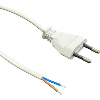elektrický kabel Flexo PVC šňůra 872078-3-1/3, 2x0,75, cínování, rovná plochá vidlice, volné konce, bílá - 3 m (AK 872078-3-1/3)