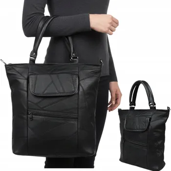 Kabelka CONVEY shopper kabelka z pravé kůže černá