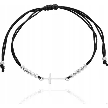 Náramek Stříbrný růženec provázkový náramek růženec s růžencem stříbro 925