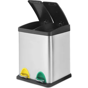 Odpadkový koš Nerezový koš na tříděný odpad 2 přihrádky 16 L stříbrný do domácnosti / kanceláře / skladu