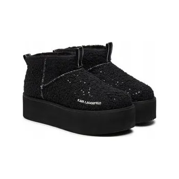 Dámské kozačky KARL LAGERFELD ORIGINÁLNÍ ČERNÉ ZATEPLENÉ SNĚHULE NA NAZUTÍ Z LÁTKY VEL. 41