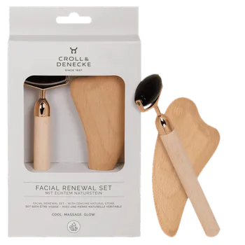 Masážní váleček a destička na obličej Gua Sha Obsidian, hnědá