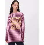 Reserved - Tričko oversized s dlouhými rukávy a potiskem - růžová - 380IK-30X - 380IK-30X-ONE