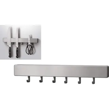 Věšák lišta magnetická 39cm STŘÍBRNÁ + háčky