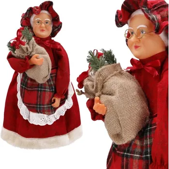 Vánoční dekorace Babka Mikuláška 42 cm - červená