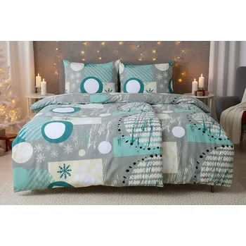 Povlečení HW LOGISTIC s.r.o. Vánoční Povlečení mikrosatén VICONA mint 140 x 200, 70 x 90 cm zipový uzávěr