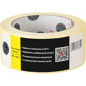 Maskovací papírová malířská páska 50 m x 48 mm, žlutá