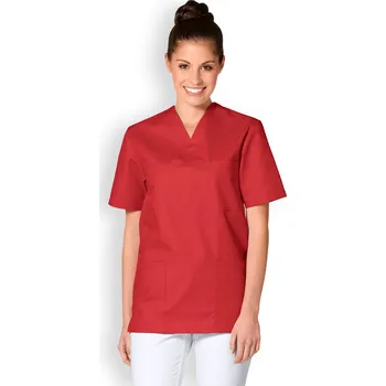 Dámská halenka Unisex zdravotnická tunika s výstřihem do V červená Clinic Dress Velikost 5XL