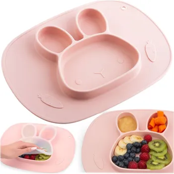 dětská jídelní sada Silikonový talířek pro děti na krmení Králíček Ricokids
