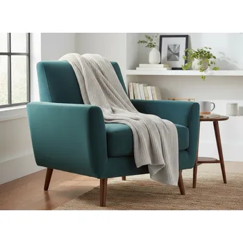 Přehoz na lůžko Přehoz na křeslo - bavlna s akrylem AMBRA světle šedá 70x160 cm Mybesthome