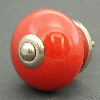 Nábytkové kování Nábytková úchytka červená crackle efekt- 4 cm - knopka