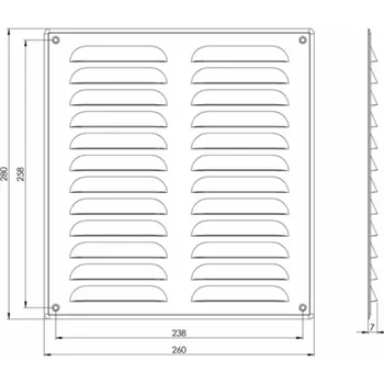 Větrací mřížka Větrací mřížka EUROPLAST MR2628, 260 x 280mm