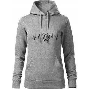 Dámská mikina Mikina s kapucí dámská D248 SKODA LINIE ŽIVOTA EKG šedá vel L