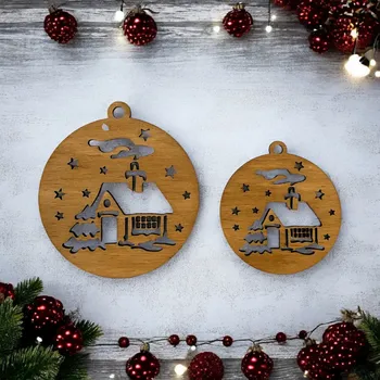 Vánoční ozdoba Vánoční ozdoba domeček Barva: Ořech, Velikost: 6 cm