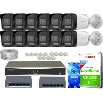 Bezpečnostní kamera Sada pro monitoring 12x IPCAM-B2-30DL Full HD PoE s detekcí pohybu 2.0 Hilook Hikvision