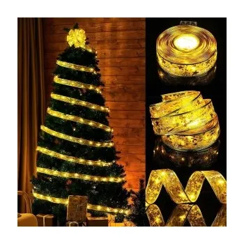 Vánoční dekorace Vánoční stuha s 50 LED diodami, 2700K, 5M, napájení 3xAA, model 3169