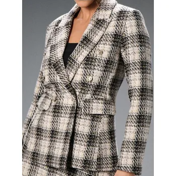 Dámské sako Sinsay - Kostkované dámské sako - béžová - 761FI-08M - 761FI-08M-XL