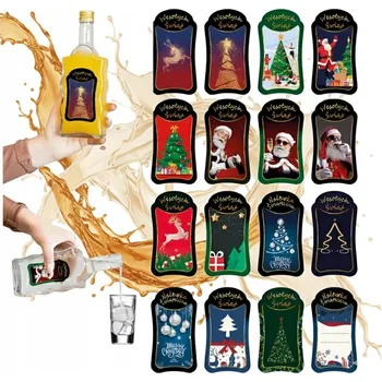 Vánoční dekorace 50 x PREMIUM VÁNOČNÍ ETIKETY na lahve s alkoholem likéry VÁNOCE