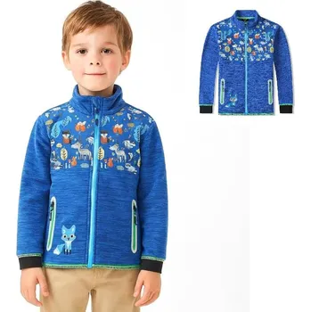 Chlapecká mikina CHLAPECKÁ FLEECOVÁ MIKINA S OBRÁZKOVÝM SOFTSHELLEM BM5611 MODRÁ Velikost: 104, Barva: Modrá