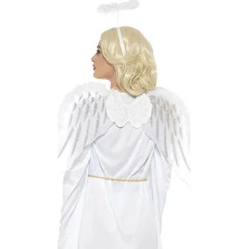 Smiffys - Křídla andělská s chlupatinou + svatozář, 70x45cm