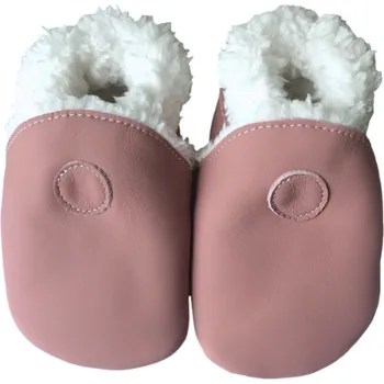 Capáčky Růžové kožené capáčky Hopi Hop s kožíškem Velikost dle věku Hopi Hop: 12-18 měsíců, Velikost: 21,5