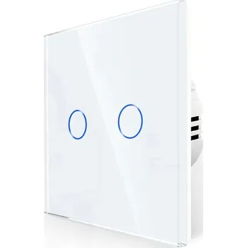 vypínač Dvojitý dotykový vypínač světla bílý WiFi skleněný EweLink s/bez neutrálního vodiče (N)