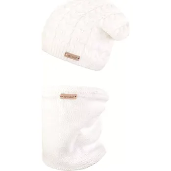 Kojenecké oblečení LITTLE ANGEL set Baridi pletená čepice a nákrčník Outlast ® natur vel. 5 | 49-53 cm