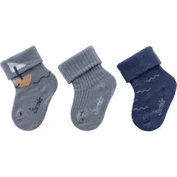 STERNTALER Kojenecké ponožky 3 páry Loď Gray Blue Velikost (od výrobce): 15/16