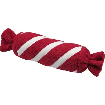 Polštář STOF Plyšový vánoční polštář LUCIEN, cukrová hůlka, 57 cm