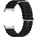 Vroubkovaný řemínek s přezkou pro Google Pixel Watch,Černá