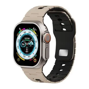 Chytré hodinky Perforovaný dvojbarevný řemínek pro Apple Watch 38/40/41/42(S10)mm,Oříškovo-černý