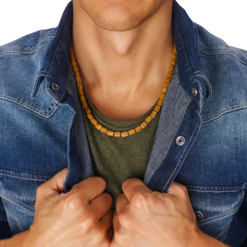 Náhrdelník NÁHRDELNÍK Z PŘÍRODNÍCH DŘEVĚNÝCH KORÁLKŮ SURF THE TROPICS KORÁLE PÁNSKÝ