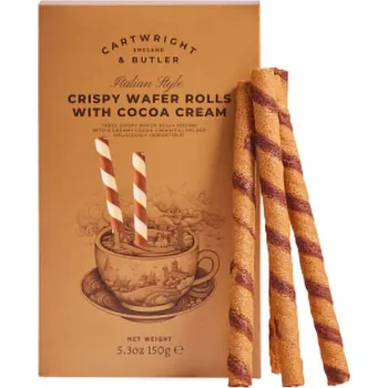 Cartwright & Butler Crispy Waffer Rolls With Cocoa Cream Oplatkové trubičky s kakaovým krémem, 150 g