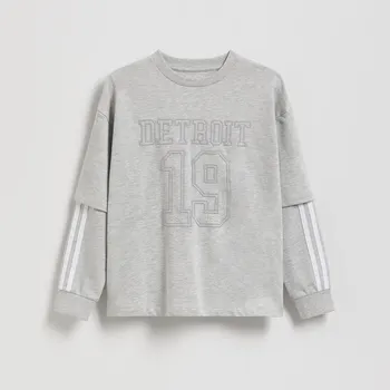 Chlapecká mikina Reserved - Bavlněné tričko s dlouhými rukávy - tmavě šedá - 605FJ-90M - 605FJ-90M-152