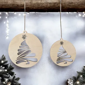 Vánoční ozdoba Vánoční ozdoba stromek kulatá Barva: Přírodní, Velikost: 6 cm