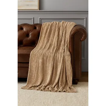 Přehoz na lůžko Mikroplyšová deka 150 x 220 cm Simple - Béžová