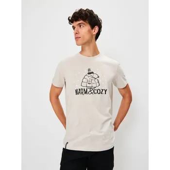 Dámské spodní prádlo Sinsay - Bavlněná košilka s potiskem Peanuts - béžová - 895GP-02X - 895GP-02X-XS