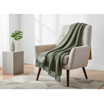 deka Bavlněný pléd HAPPY LIFE zelená 125x150 cm France