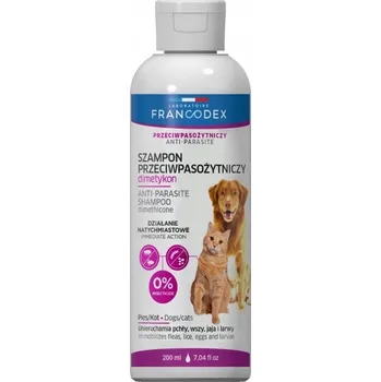 Kosmetika pro psa Francodex Šampon proti parazitům, blechám, klíšťatům, psům a kočkám s dimetikonem 200 Ml