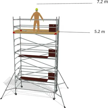 Lešení Hliníkové lešení Klasiko - výška 7,2 m - 3,2 m x 1,45 m (d/š)