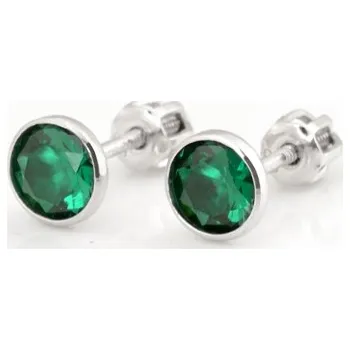 Náušnice Stříbrné náušnice pecičky se zelenými zirkony STNAU2047F