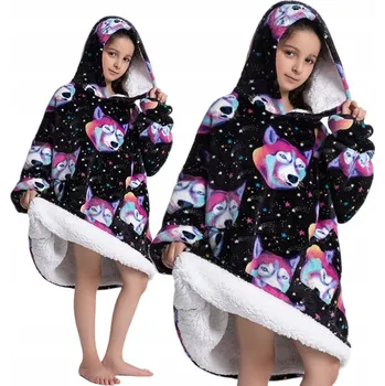 Dětská deka MIKINOVÁ DEKA DĚTSKÁ TEPLÉ PYŽAMO Z SILNÉHO MATERIÁLU MIKINOVÁ DEKA ČERNÁ