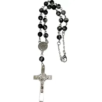 Růženec Růženec z přírodního obsidiánu vločkového se zapínáním – talisman na každý den