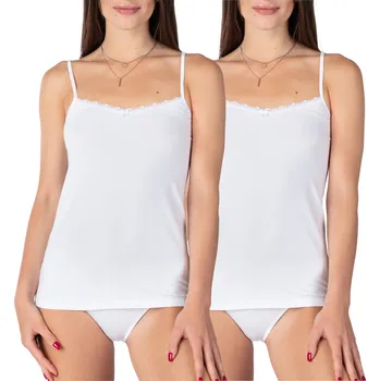 Bellivalini Dámský top s krajkou 2-balení bavlna BLV50-221 Bílý XL