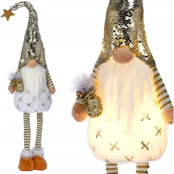 Vánoční dekorace Vánoční skřítek s LED podsvícením 78 cm bílá