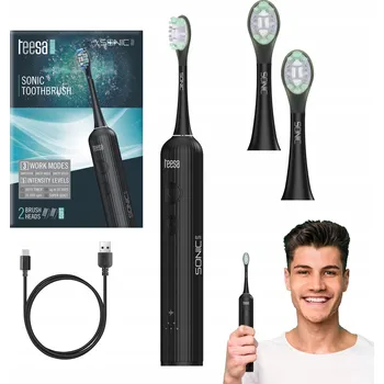 Elektrický zubní kartáček Sonický kartáček na zuby Teesa Sonic Elite černý