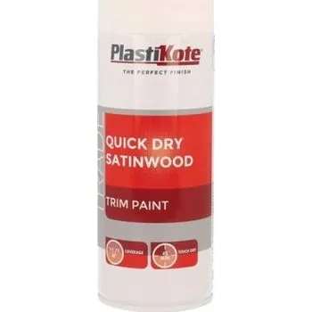 Barva ve spreji Plastikote Trade Rychleschnoucí Sprej na Dřevo s Efektem Satinwood Bílý 400 ml