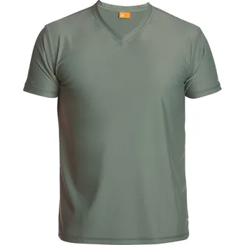 Tričko UV V volný střih krátký rukáv olivová S Barva: olivová, Velikost: M 638122.2560